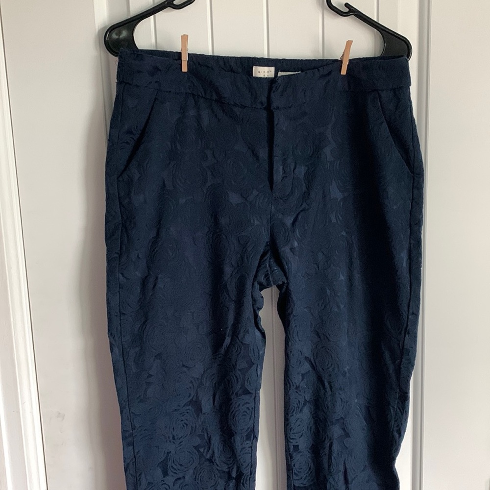Blue Velvet Floral Business Pants Size 8
